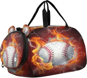 Baseball Youth Sports & Travel Duffle Bag with Shoe Compartment,Waterproof Gym Bag for Girls and Boys (Overnight Essentials Organizer)