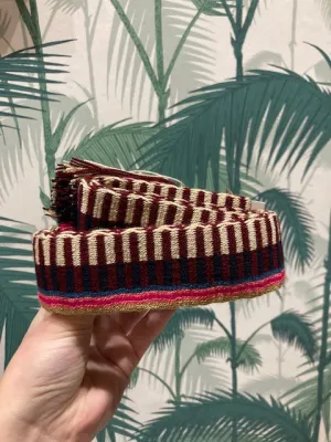 Belt with fringes - Bordeaux and Fuchsia