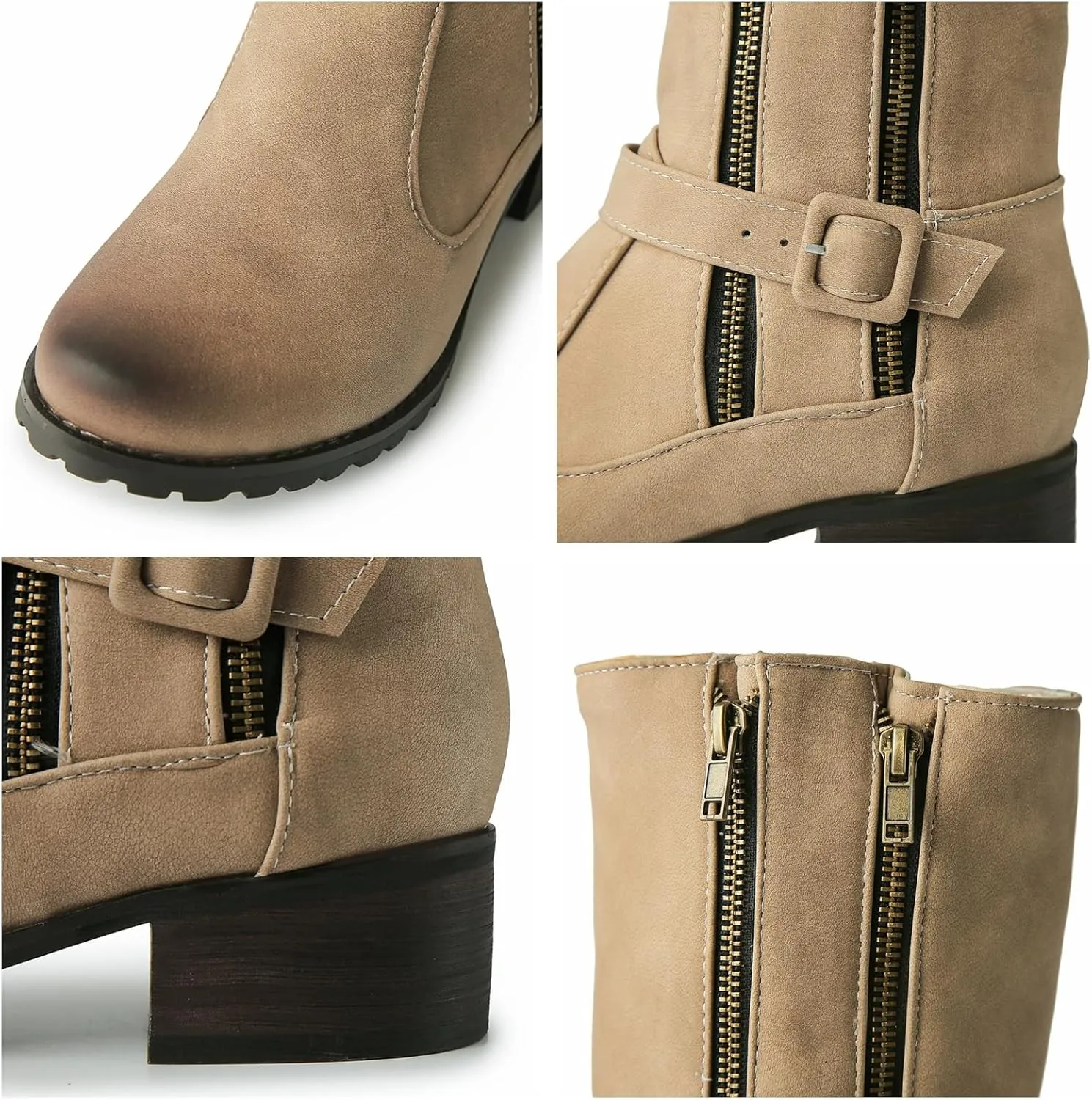 Betastella Womens Chunky Knee High Boots Low Heel Riding Boots Side Zipper Pull On Long Tall Boots