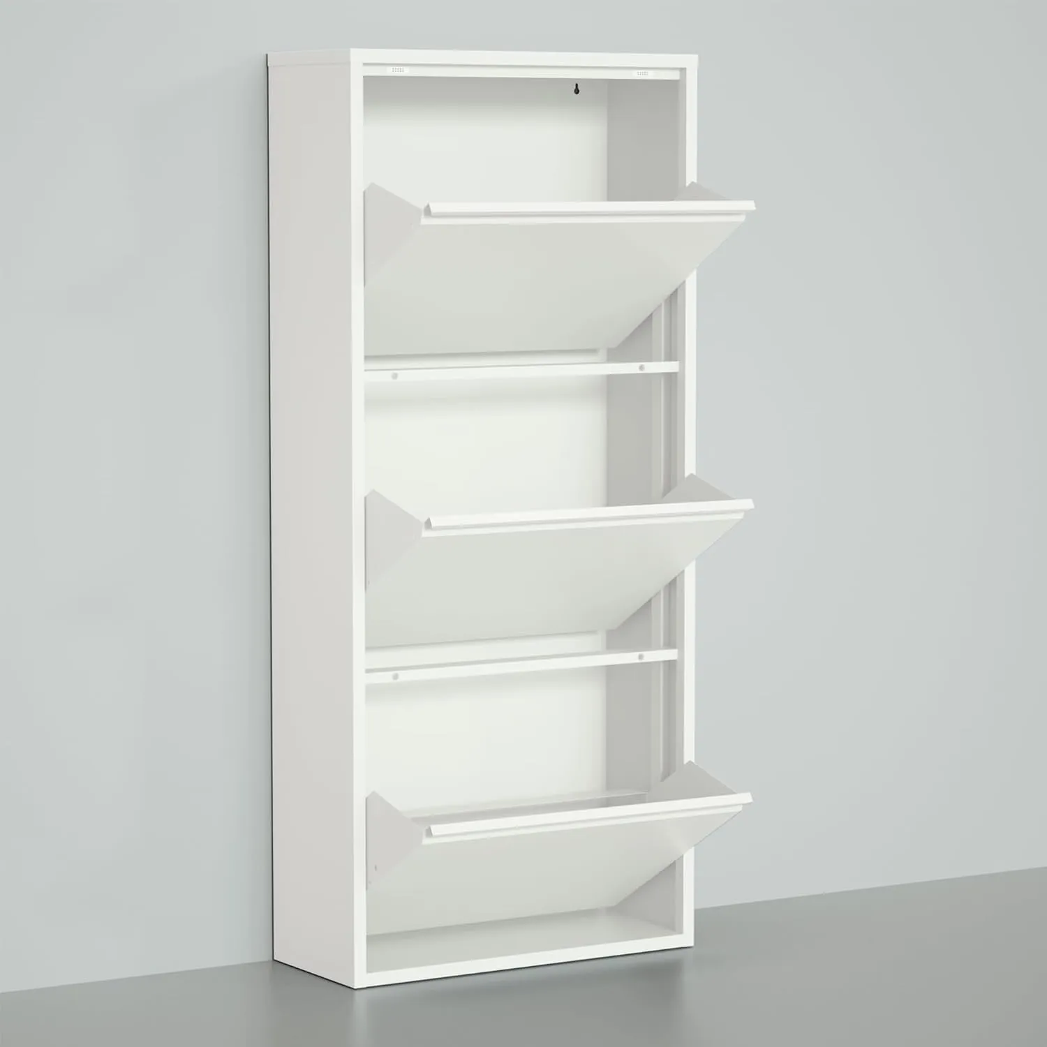 Bluesky Shoe Cabinet - Metal Shoe Rack & Storage for Entryway, Hallway, Garage, Laundry & Dressing Room - No Assembly Required (White, 3 Drawers)