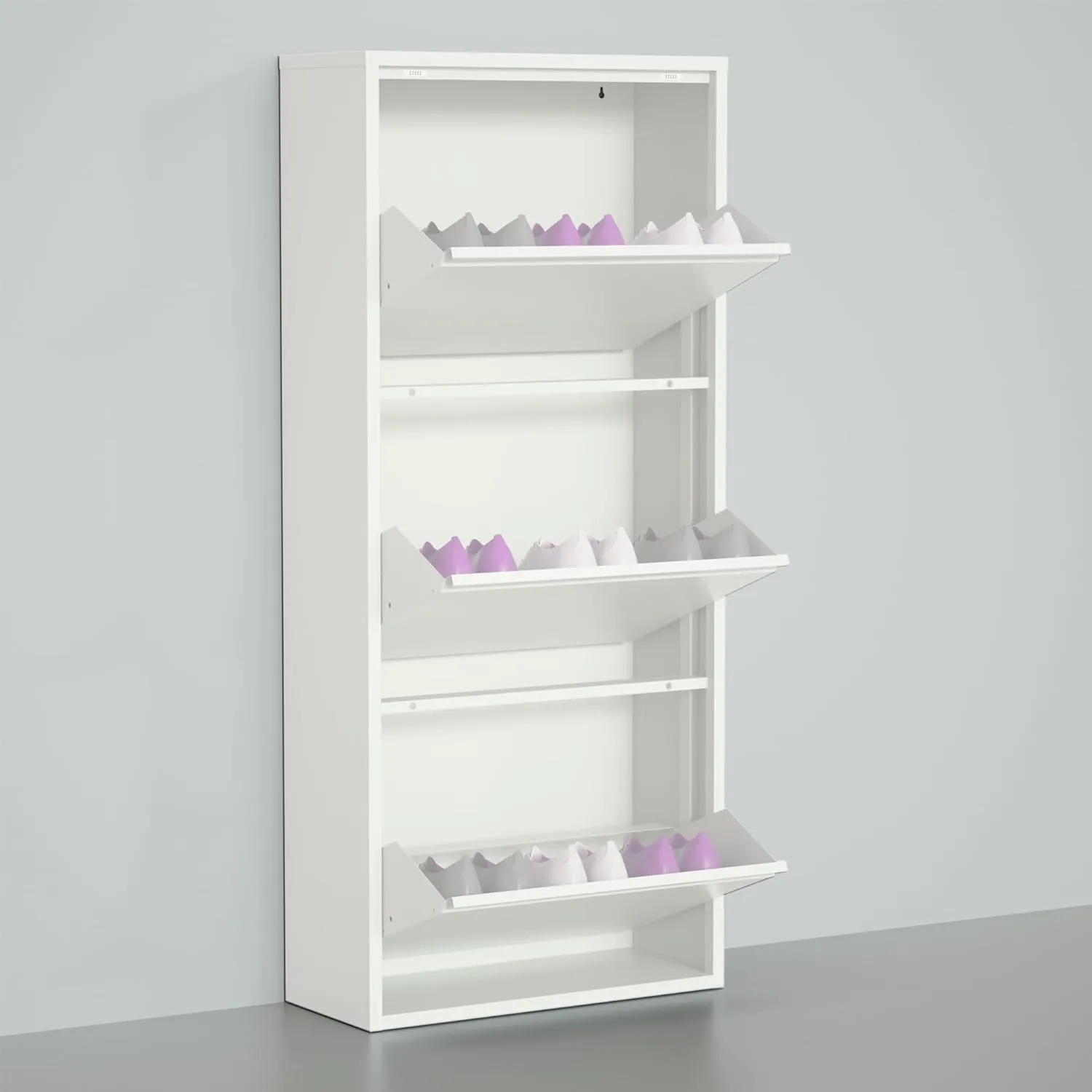 Bluesky Shoe Cabinet - Metal Shoe Rack & Storage for Entryway, Hallway, Garage, Laundry & Dressing Room - No Assembly Required (White, 3 Drawers)