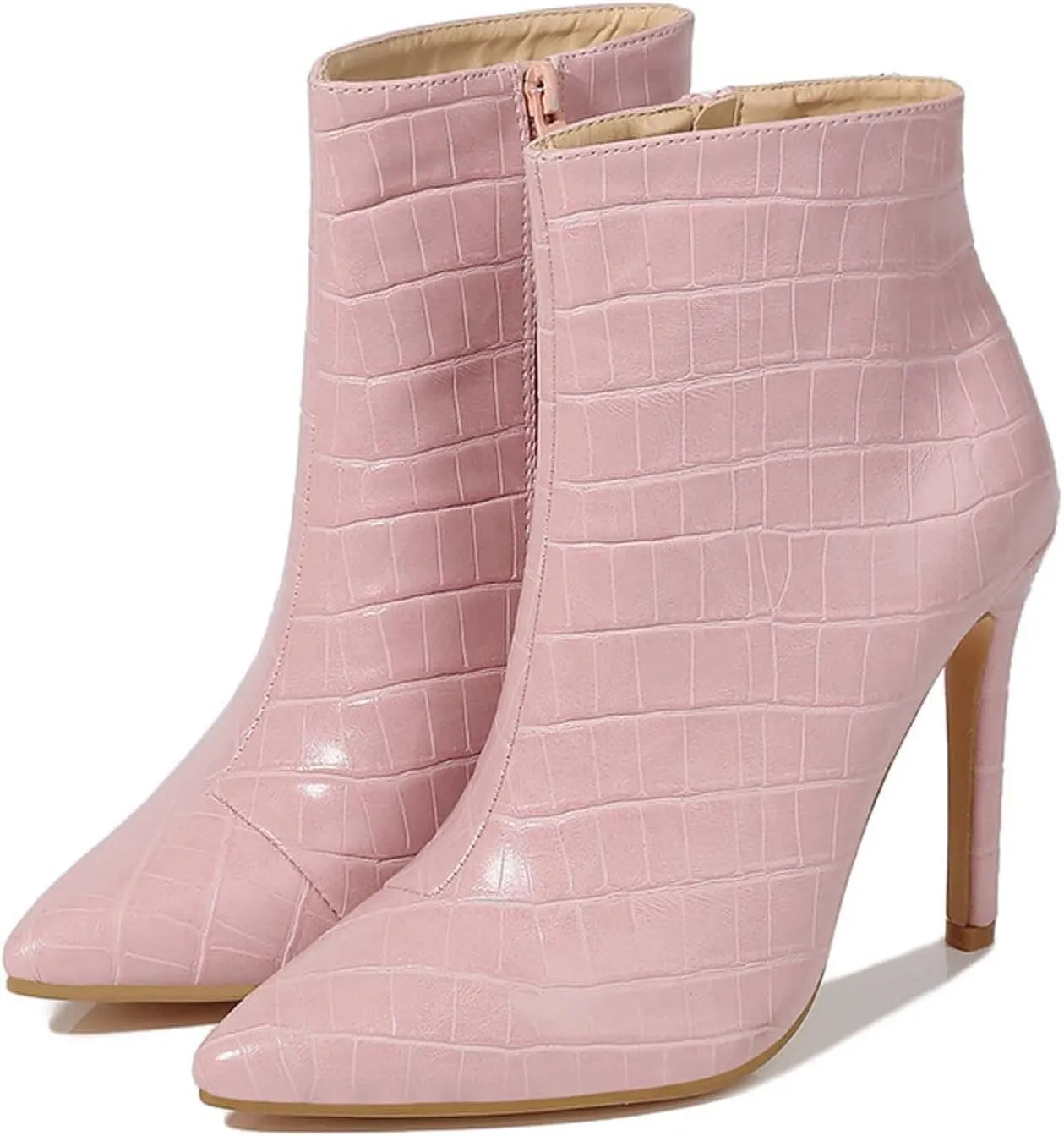 Boots for Women Ankle Booties 2022 Winter Fashion Casual Pointed Toe Plaid Side Zipper Stiletto High Heels Boots Solid Dressy Comfy Ladies Shoes