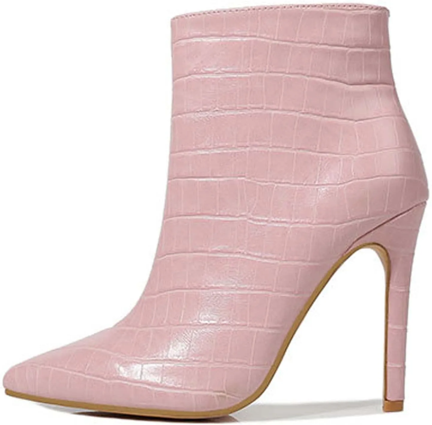 Boots for Women Ankle Booties 2022 Winter Fashion Casual Pointed Toe Plaid Side Zipper Stiletto High Heels Boots Solid Dressy Comfy Ladies Shoes