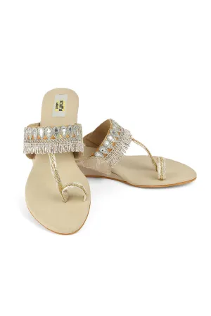 Border Tassel 1" Flats Beige
