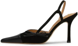Bow Tie Slingback Pumps for Women Closed Pointed Toe High Stiletto Heels Two-Tone Backless Heeled Sandals