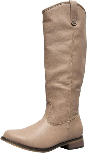 Breckelle's Rider-18 Riding Boots, Beige Pu, 7