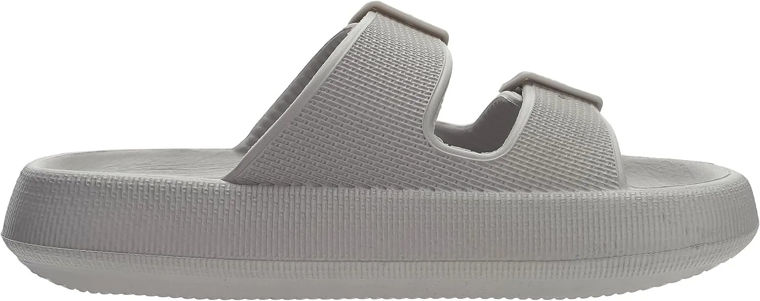 BRONAX Pillow Slippers for Women and Men | Adjustable Double Buckle Shower Slides | Cushioned Thick Sole Sandals
