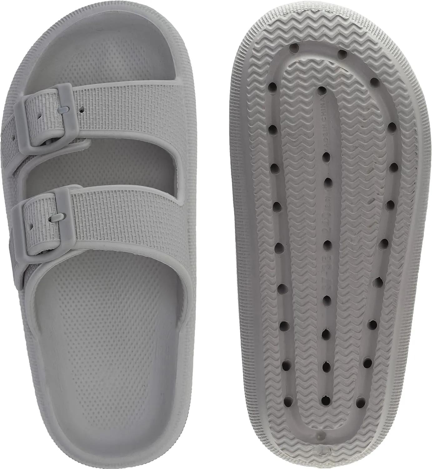 BRONAX Pillow Slippers for Women and Men | Adjustable Double Buckle Shower Slides | Cushioned Thick Sole Sandals