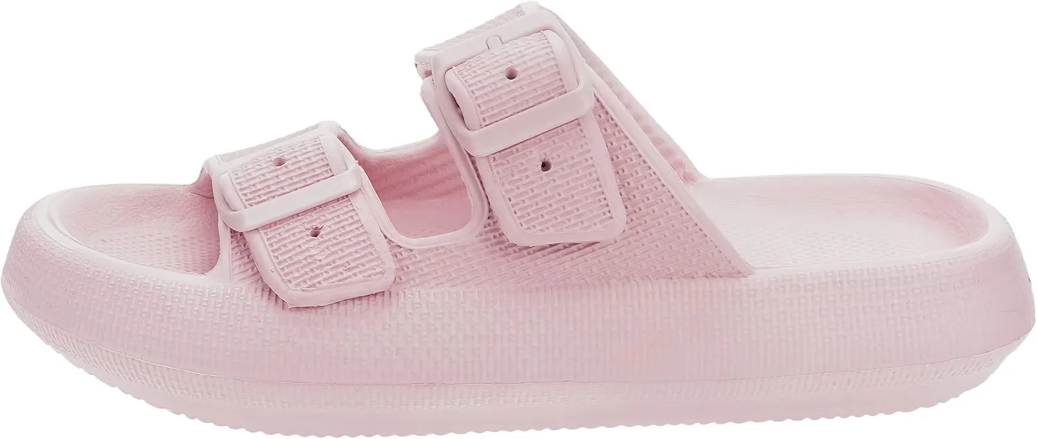 BRONAX Pillow Slippers for Women and Men | Adjustable Double Buckle Shower Slides | Cushioned Thick Sole Sandals