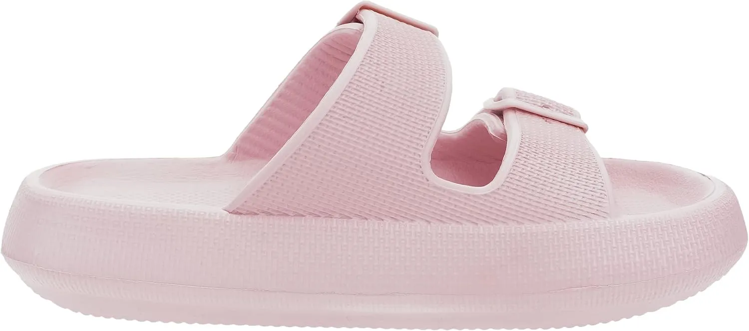 BRONAX Pillow Slippers for Women and Men | Adjustable Double Buckle Shower Slides | Cushioned Thick Sole Sandals