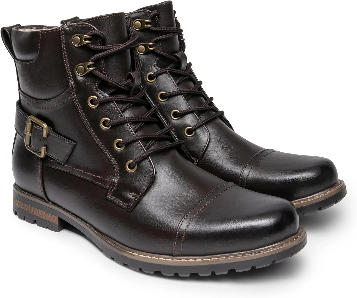 Bruno Marc Men's Motorcycle Combat Boots Zipper Biker Boot