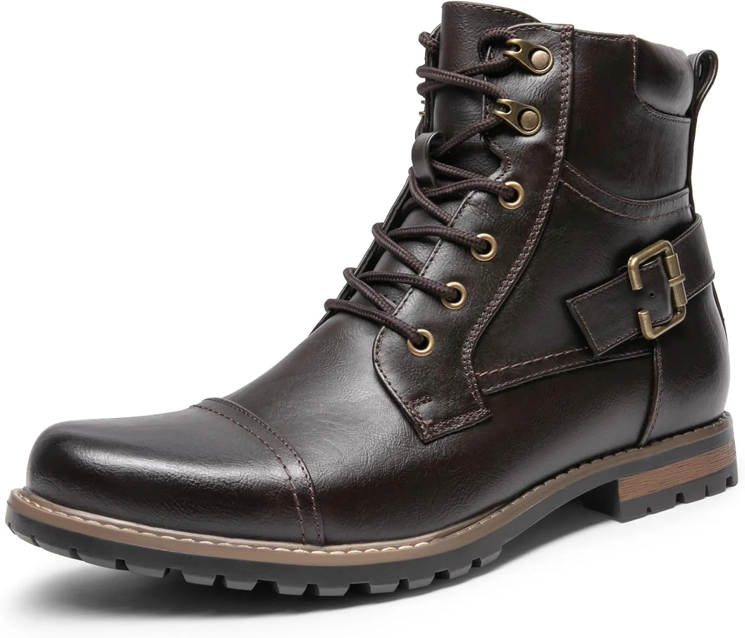 Bruno Marc Men's Motorcycle Combat Boots Zipper Biker Boot