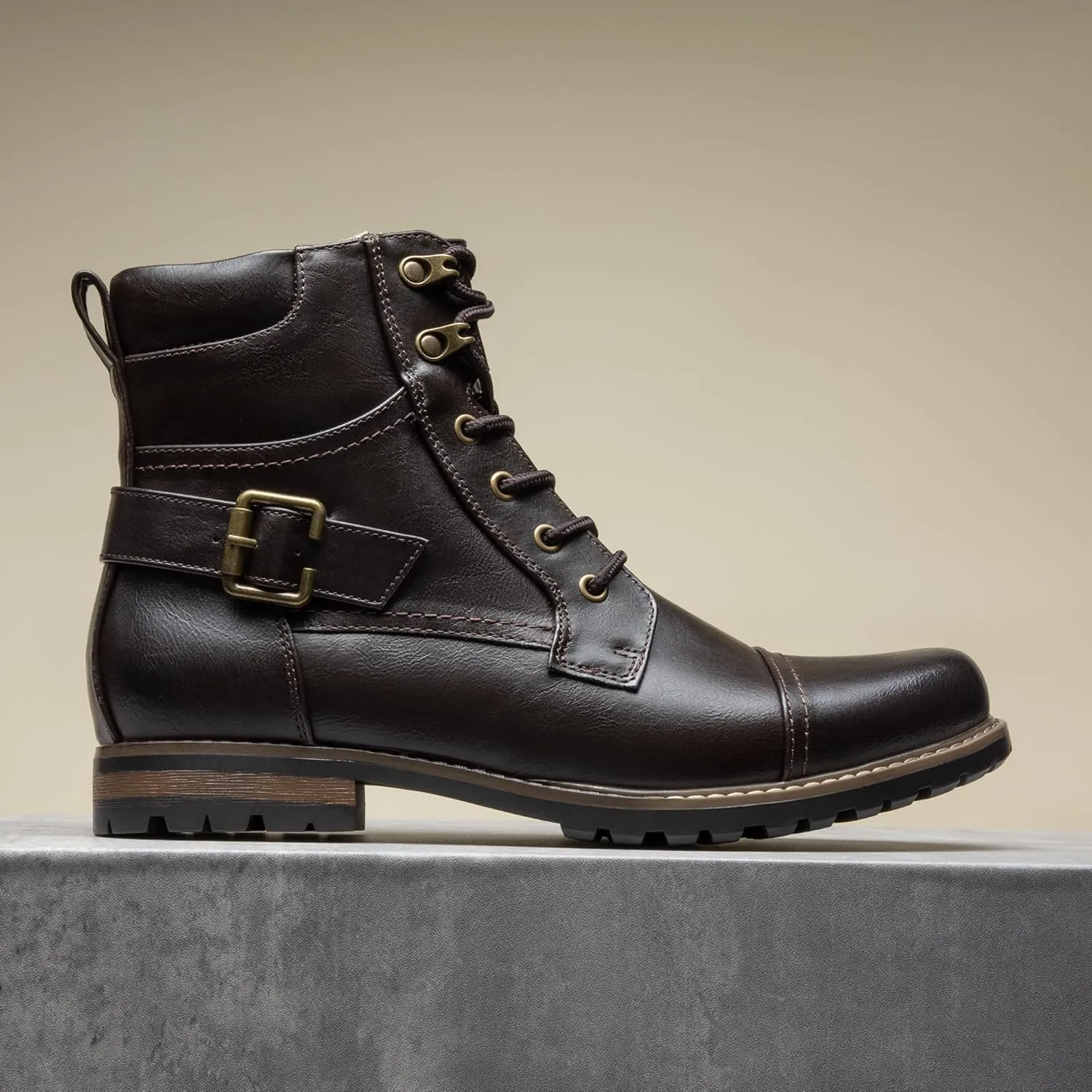 Bruno Marc Men's Motorcycle Combat Boots Zipper Biker Boot