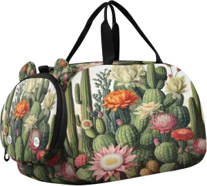 Cactus Youth Sports & Travel Duffle Bag with Shoe Compartment,Waterproof Gym Bag for Girls and Boys (Overnight Essentials Organizer)