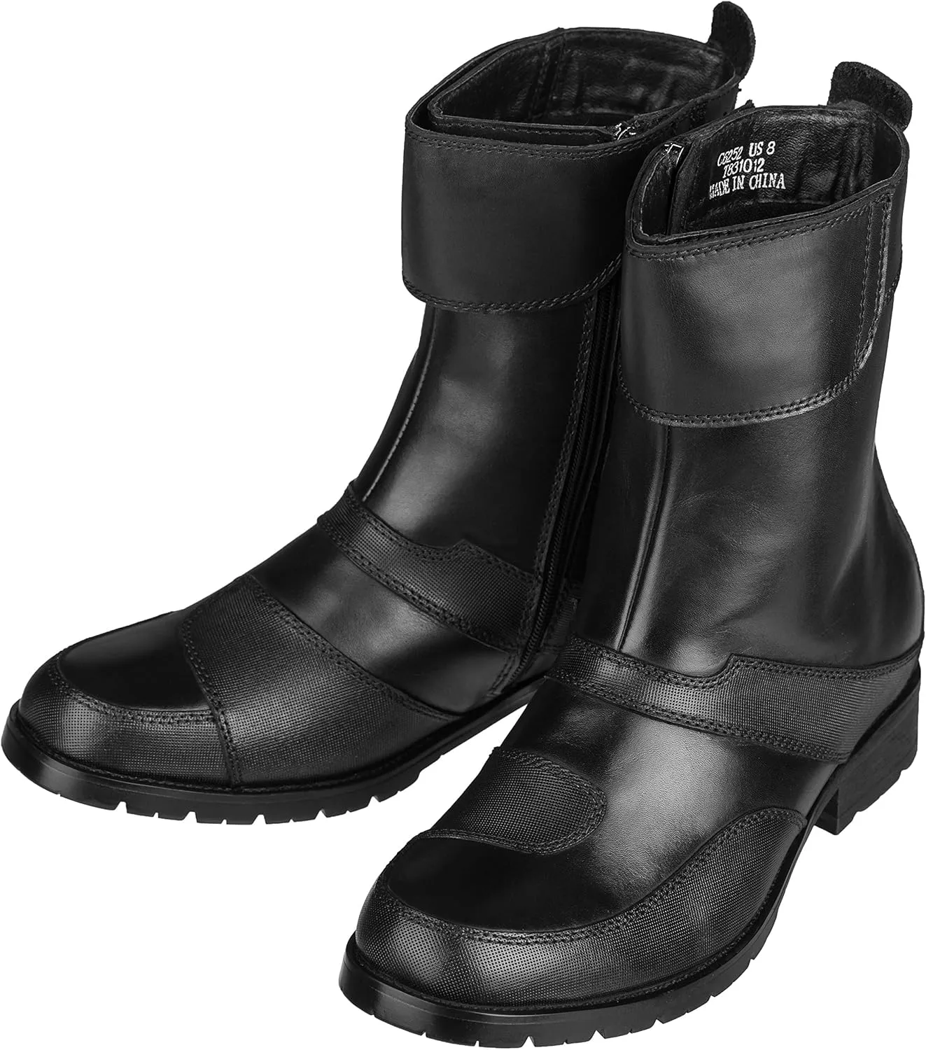 CALTO Men's Invisible Height Increasing Elevator Shoes - Black Leather Zipper High-top Biker Boots - 3.3 Inches Taller - G6252 - Size 6.5 D(M) US