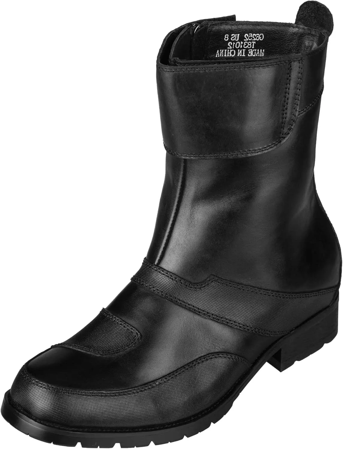 CALTO Men's Invisible Height Increasing Elevator Shoes - Black Leather Zipper High-top Biker Boots - 3.3 Inches Taller - G6252 - Size 6.5 D(M) US