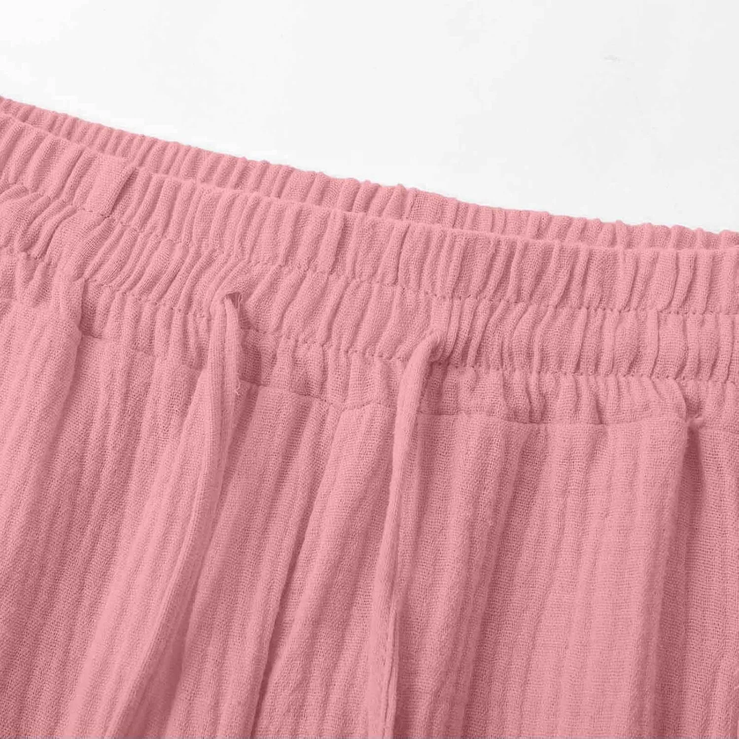 Capris Pants for Women 2025 Cotton Linen Casual Summer Straight Wide Leg Loose Drawstring Elastic Waist Cropped Trouser