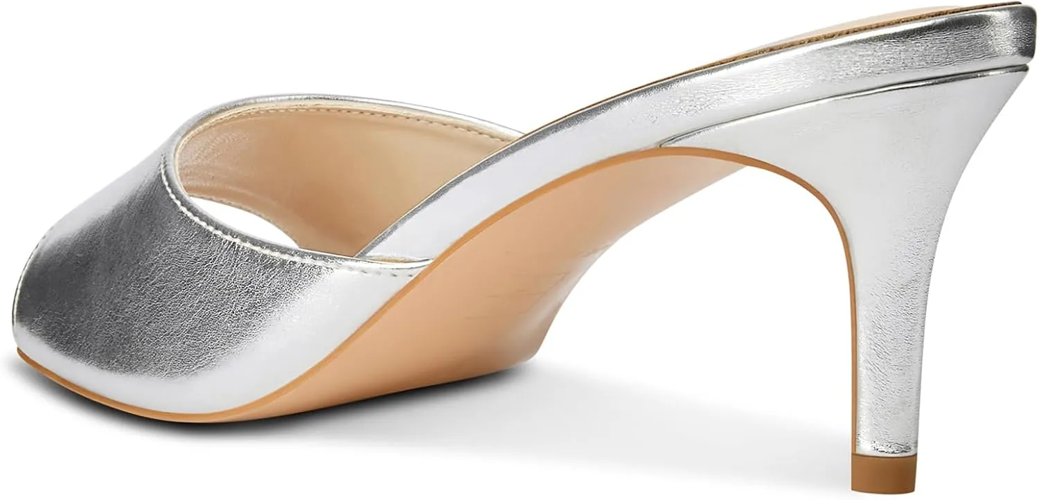 Castamere Round Open Toe Heeled Sandals for Women Mid Kitten Heels Slip-on Dress Mules Office Casual Summer Shoes 2.6 Inches Heels