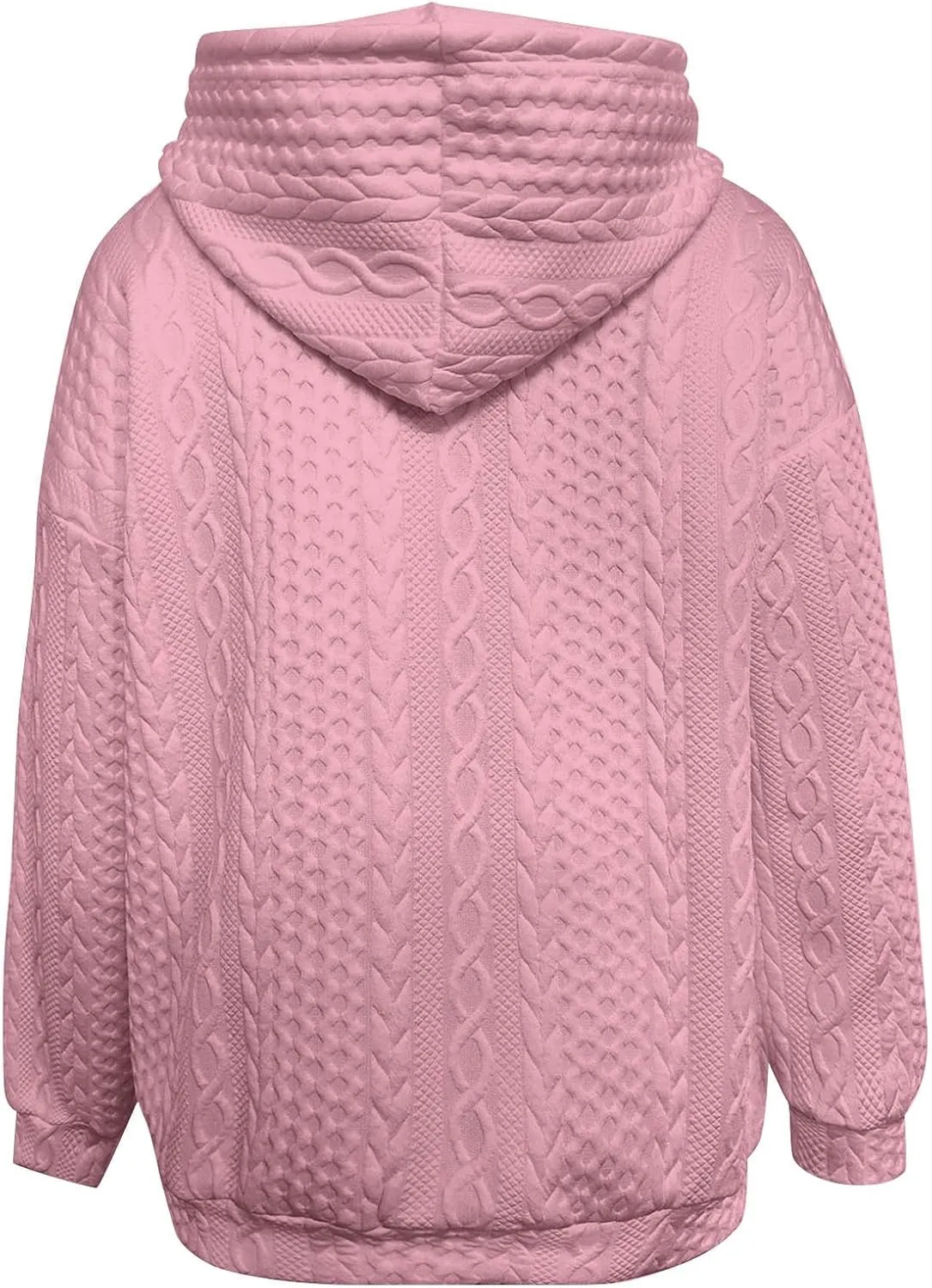 Casual Waffle 1/4 Zip Hoodies for Women Twist Ribbed Drawstring V Neck Long Sleeve Pullover Loose Fit Sweatshirts Tops S-5XL