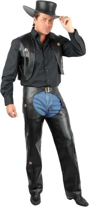 Charades Men's Faux-Leather Chaps and Vest
