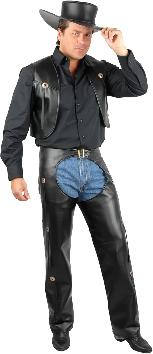 Charades Men's Faux-Leather Chaps and Vest