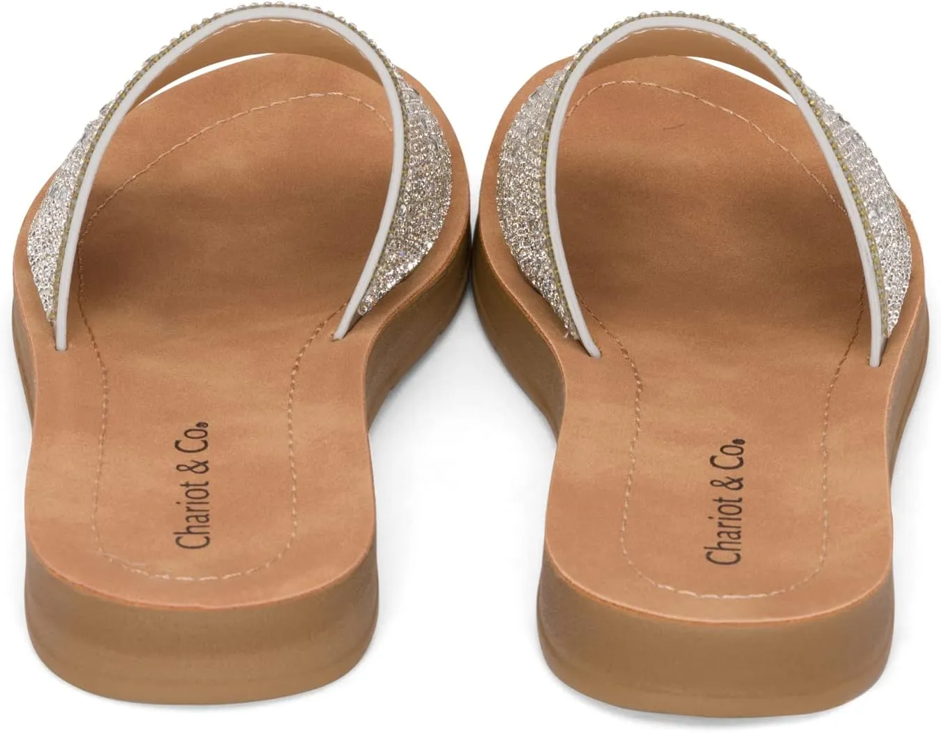Chariot & Co Bling Sandals for Women Rhinestones Platform Studded Slides Space