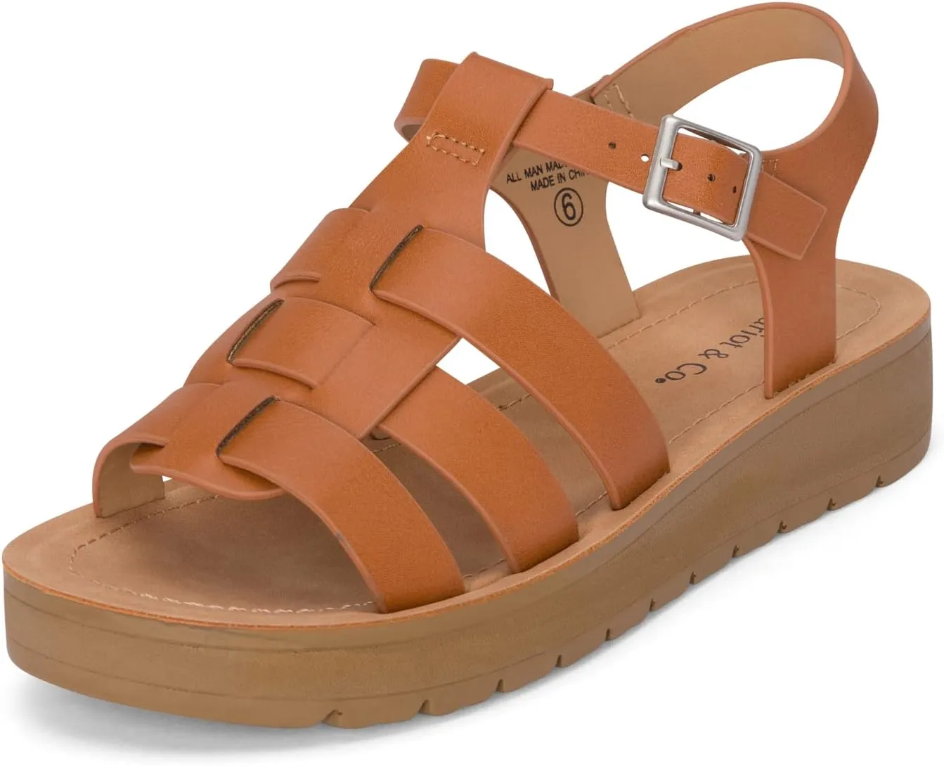 Chariot & Co Brag Women’s Platform Gladiator Sandals – PU Leather Strappy Fisherman Style, Summer Open Toe Sandal