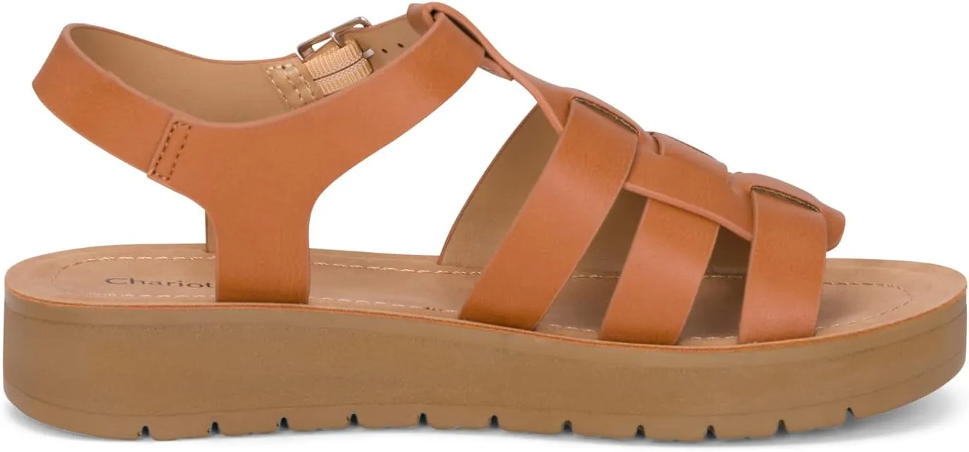 Chariot & Co Brag Women’s Platform Gladiator Sandals – PU Leather Strappy Fisherman Style, Summer Open Toe Sandal