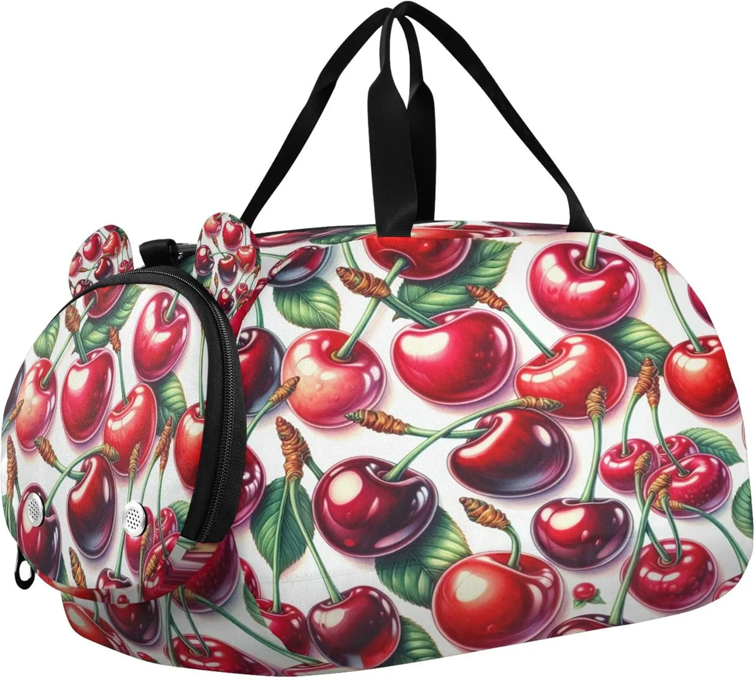 Cherry Youth Sports & Travel Duffle Bag with Shoe Compartment,Waterproof Gym Bag for Girls and Boys (Overnight Essentials Organizer)
