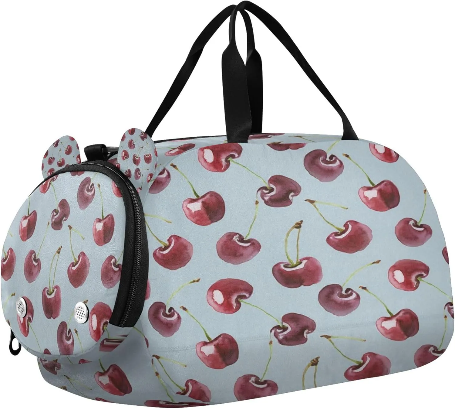 Cherry Youth Sports & Travel Duffle Bag with Shoe Compartment,Waterproof Gym Bag for Girls and Boys (Overnight Essentials Organizer)