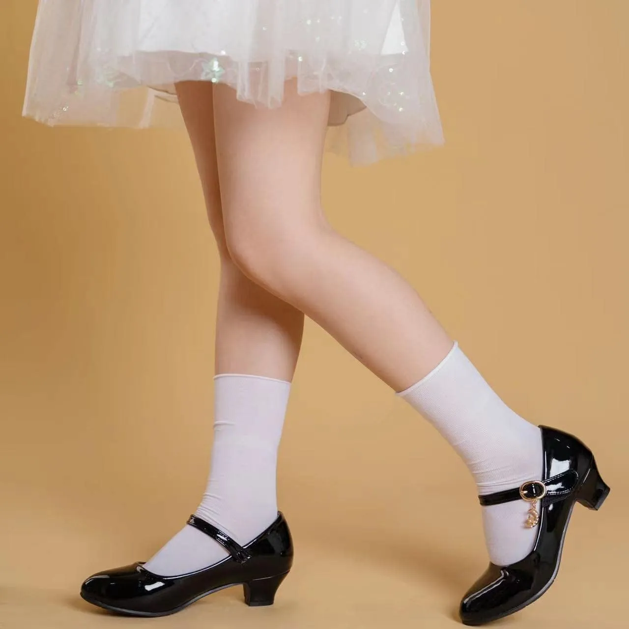 Children's Girl Mary Jane Bright Shoes Low Heel Princess Flower Wedding Birthday Party Dress Low Heel Flats
