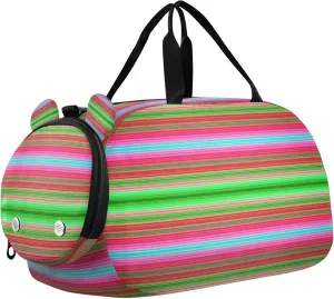 Colorful Stripes Youth Sports & Travel Duffle Bag with Shoe Compartment,Waterproof Gym Bag for Girls and Boys (Overnight Essentials Organizer)