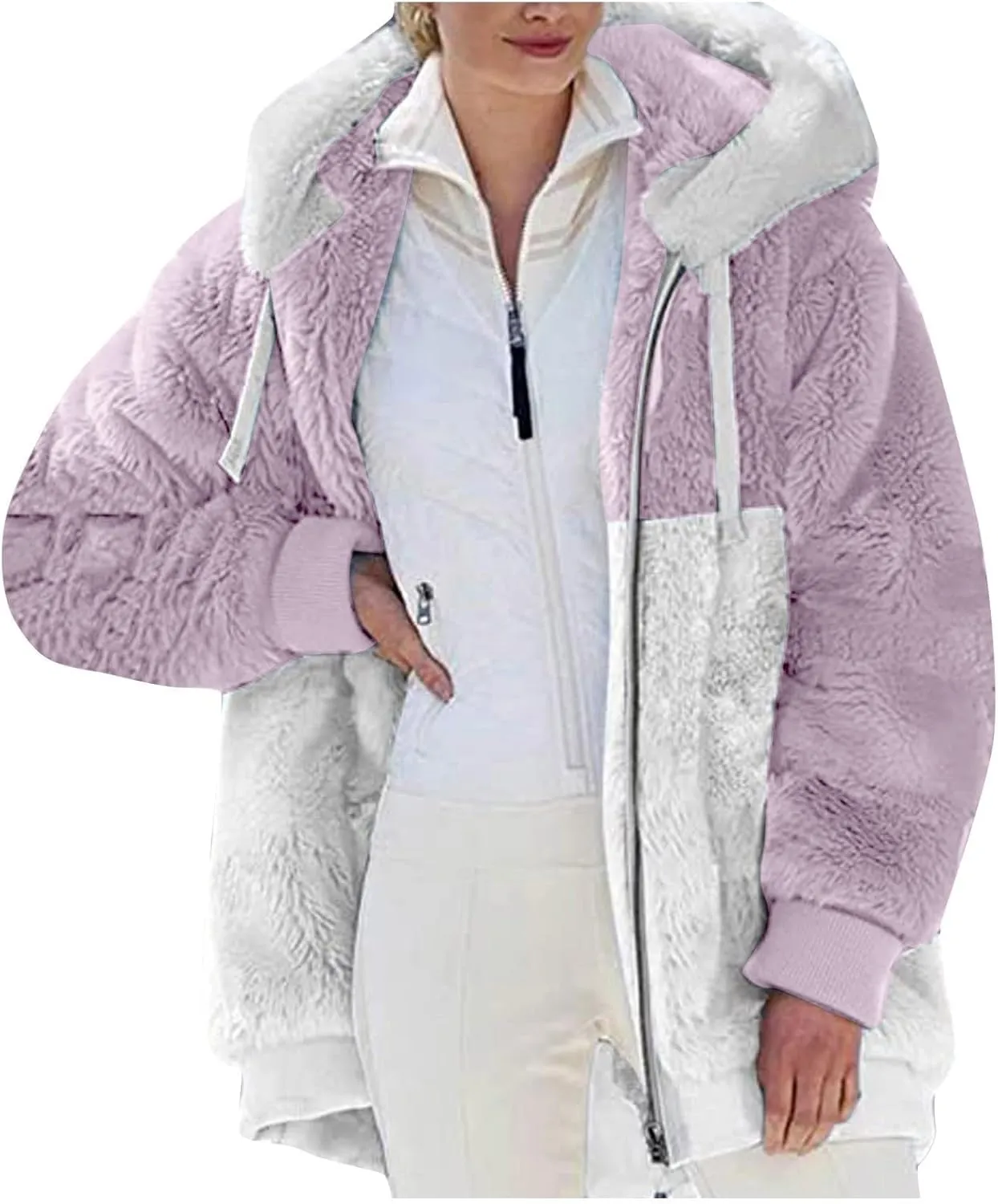 COTECRAM Jackets for Women Casual Plus Size Sherpa Fleece Winter Coats Full Zip Up Fuzzy Plush Sweater Hoodies Outerwear