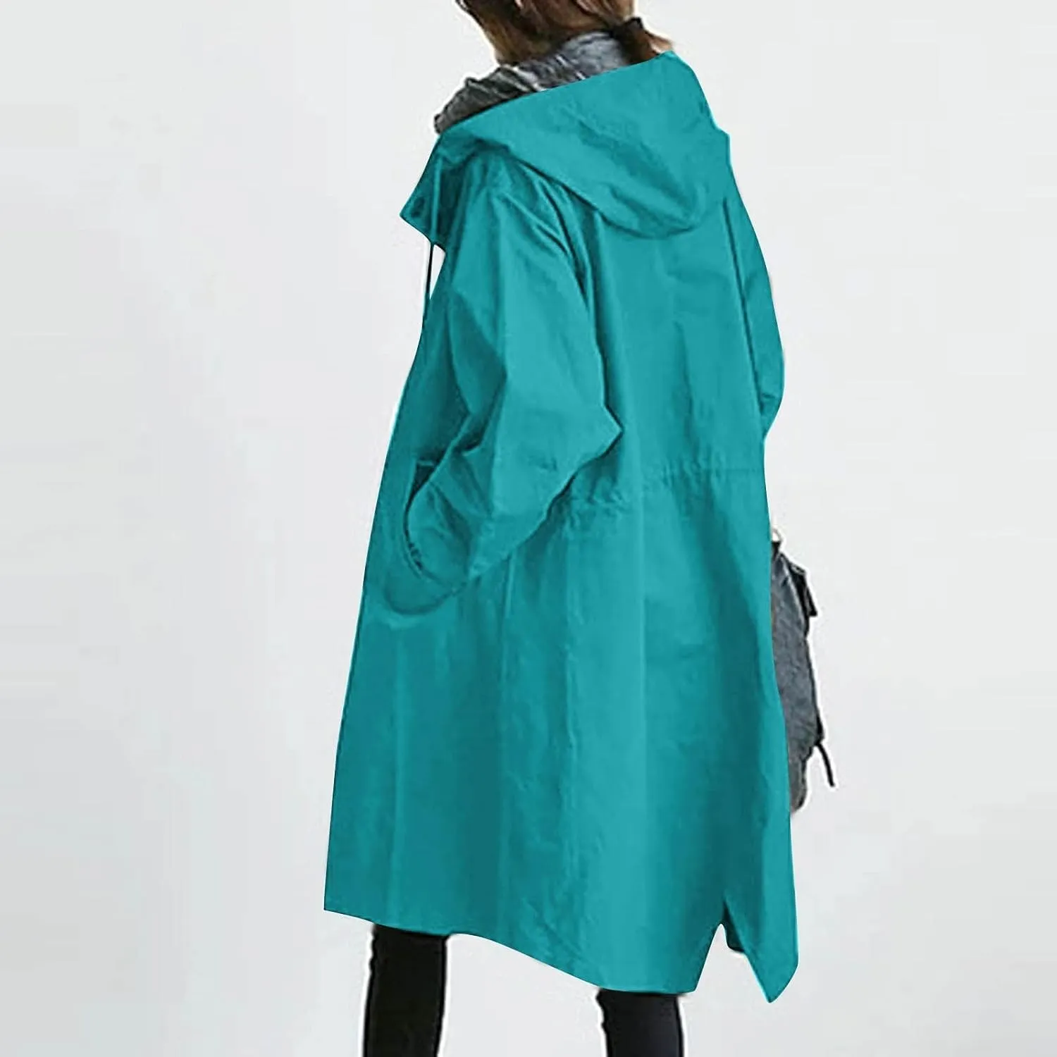 COTECRAM Women's Trench Jackets Plus Size Casual Long Rain Jacket Fashion Winter Hooded Oversized Windbreaker Coats Outerwear