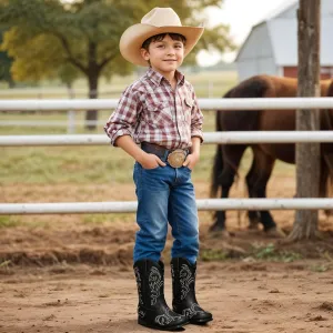 Cowboy Boots for Girls Boys Kids Cowgirl Riding Boots Square Toe Western Embroidery Mid-Calf Birthday Party Toddler Big Kid