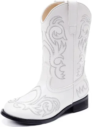 Cowboy Boots for Girls Boys Kids Cowgirl Riding Boots Square Toe Western Embroidery Mid-Calf Birthday Party Toddler Big Kid