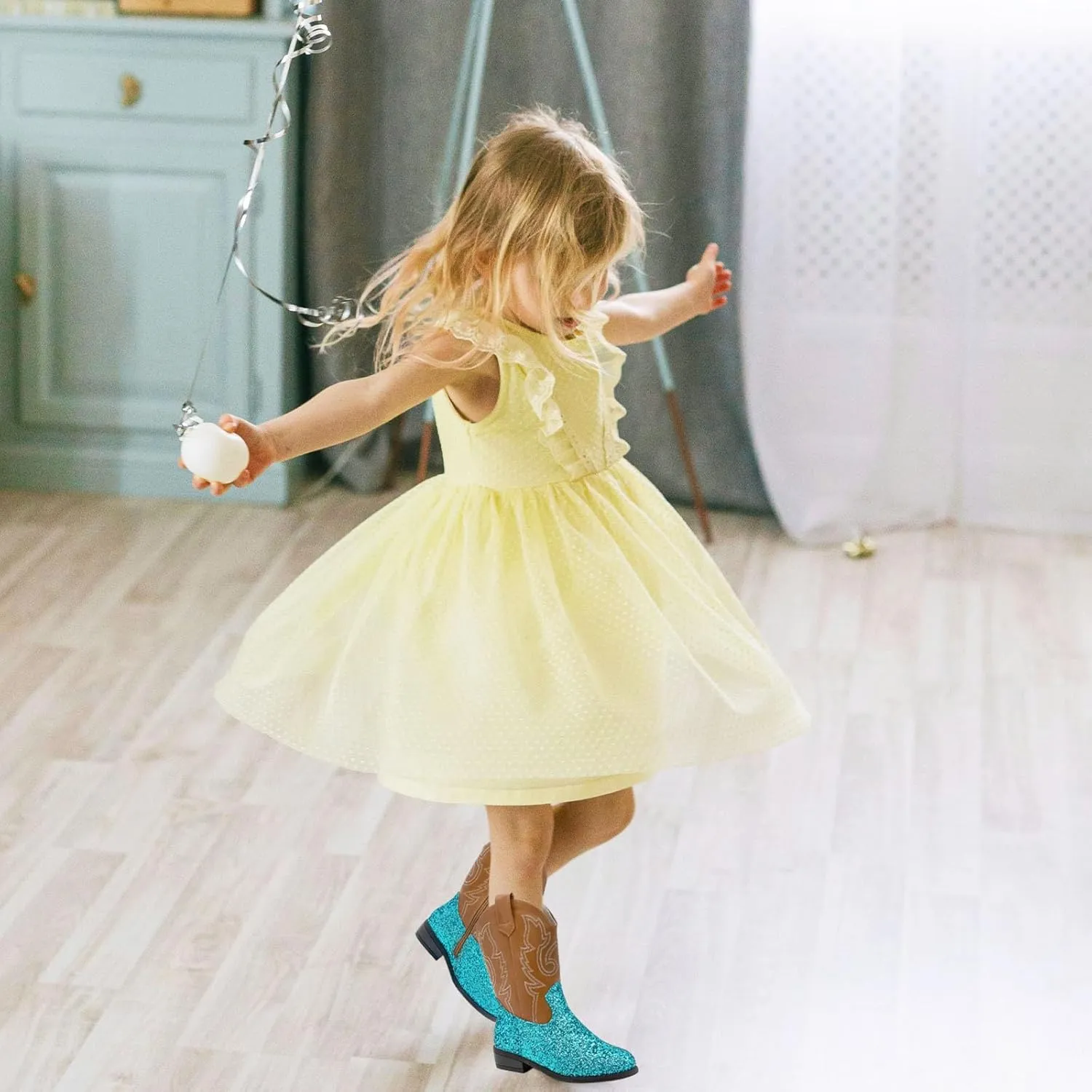 Cowgirl Boots for Kids Girls Boys Western Glitter Cowboy Boots Mid Calf Boots Little Big Kids Horse Riding Shoes Party Birthday Dress Up