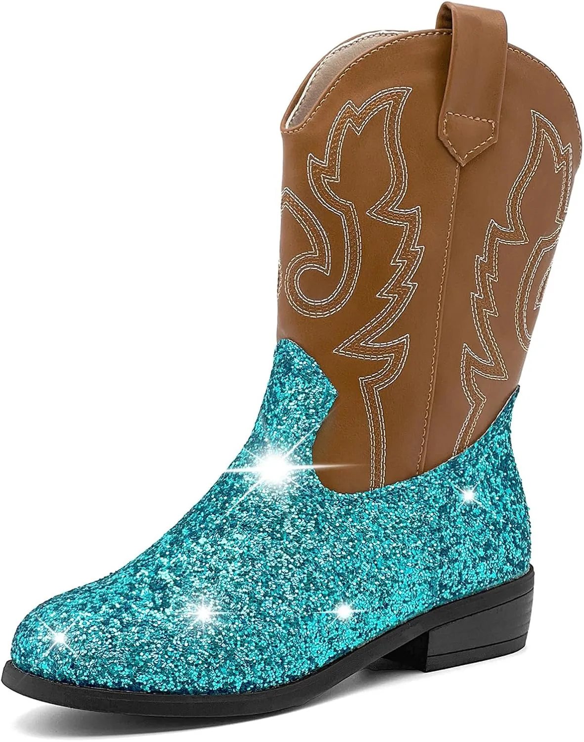 Cowgirl Boots for Kids Girls Boys Western Glitter Cowboy Boots Mid Calf Boots Little Big Kids Horse Riding Shoes Party Birthday Dress Up