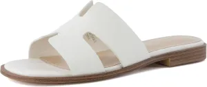 CUSHIONAIRE Voyage Cutout Strap Slides for Women, Slip On Summer Flats, Trendy Footwear, Comfortable Vacation Style Sandals for Women 2025, CREAM 8.5