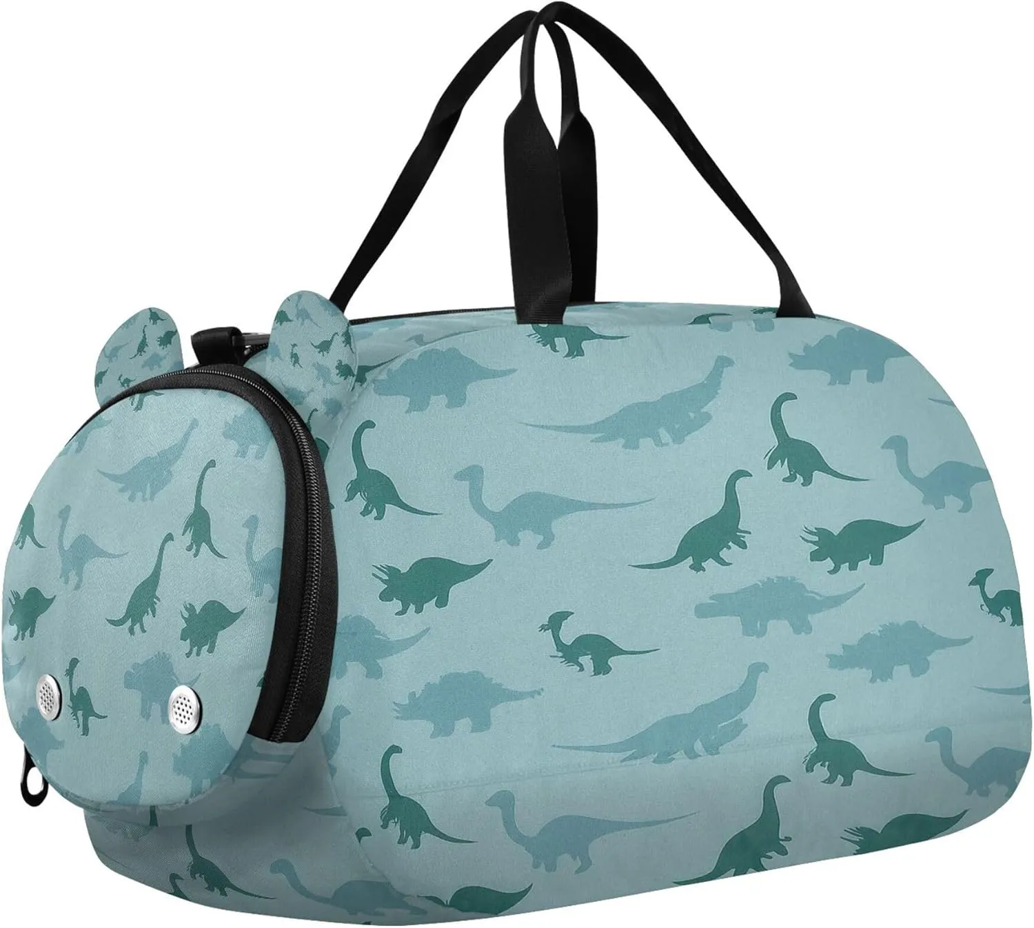 Cute Dinosaur Youth Sports & Travel Duffle Bag with Shoe Compartment,Waterproof Gym Bag for Girls and Boys (Overnight Essentials Organizer)