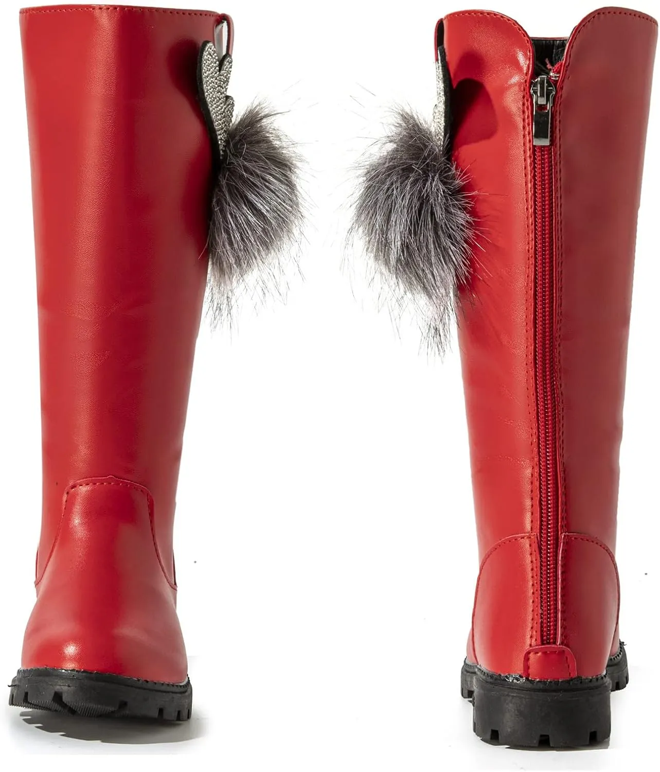 DADAWEN Girl's Waterproof Pom Pom Back Zipper Knee High Winter Riding Boots (Toddler/Little Kid/Big Kid)