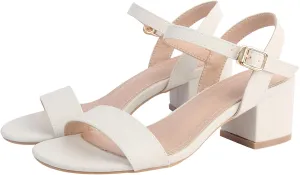 DADAWEN Women's Open Toe Ankle Strap Glitter Low Block Chunky Heels Sandals Party Dress Pumps Shoes