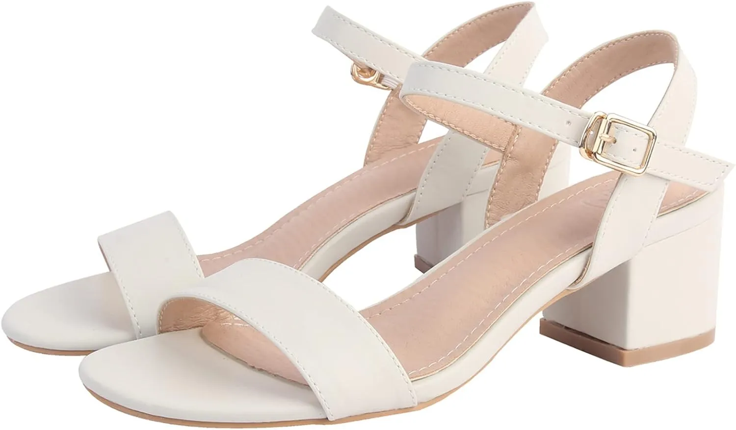 DADAWEN Women's Open Toe Ankle Strap Glitter Low Block Chunky Heels Sandals Party Dress Pumps Shoes