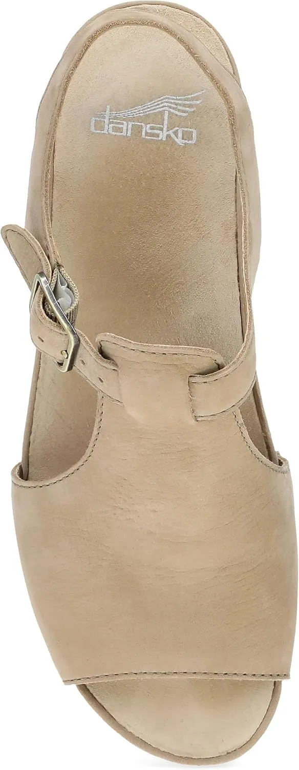 Dansko Laverne Peep-Toe Sandals for Women – T-Strap Design with Stain Resistant Nubuck Leathers