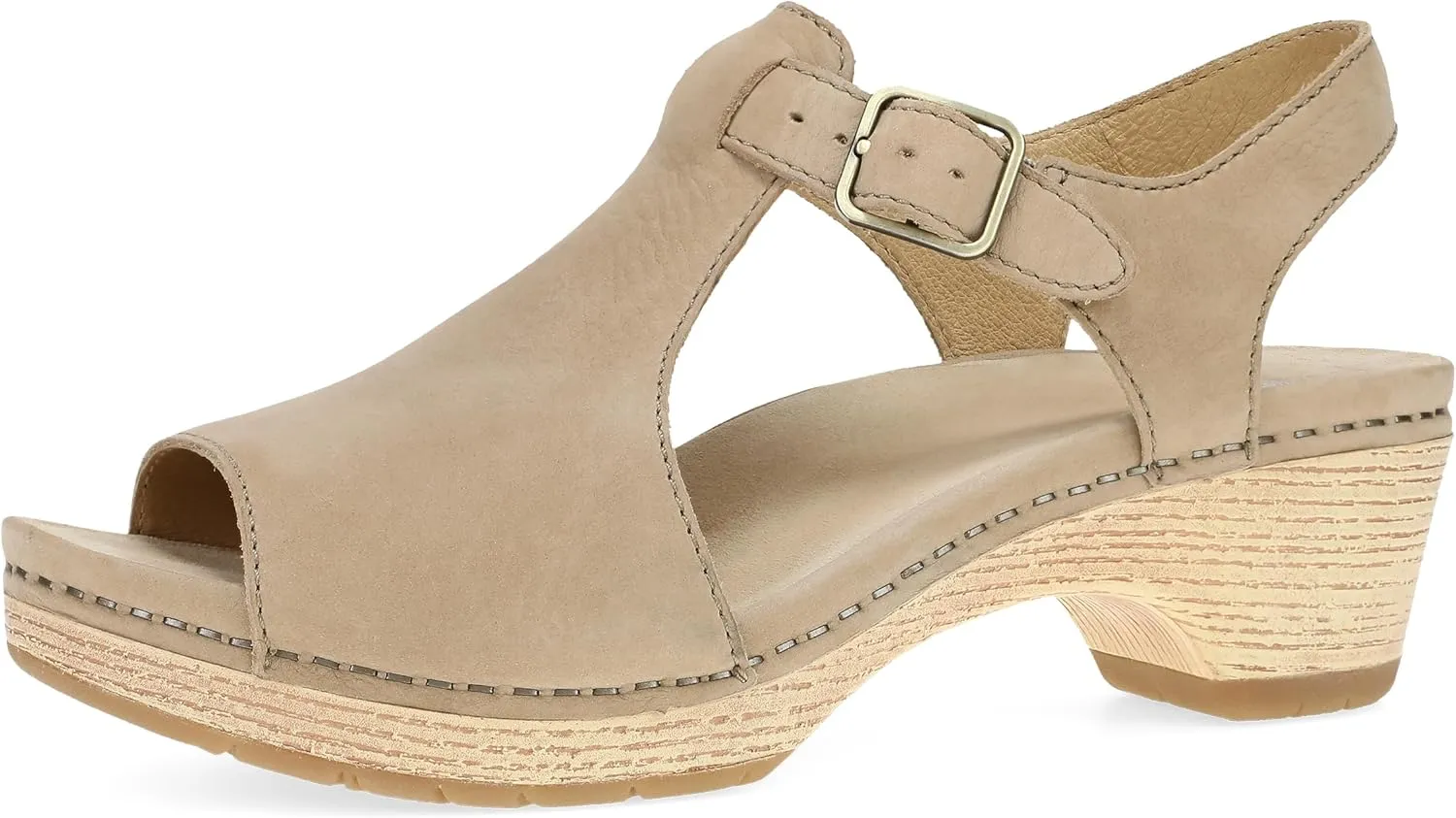 Dansko Laverne Peep-Toe Sandals for Women – T-Strap Design with Stain Resistant Nubuck Leathers