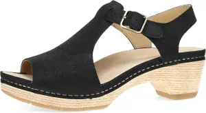 Dansko Laverne Peep-Toe Sandals for Women – T-Strap Design with Stain Resistant Nubuck Leathers