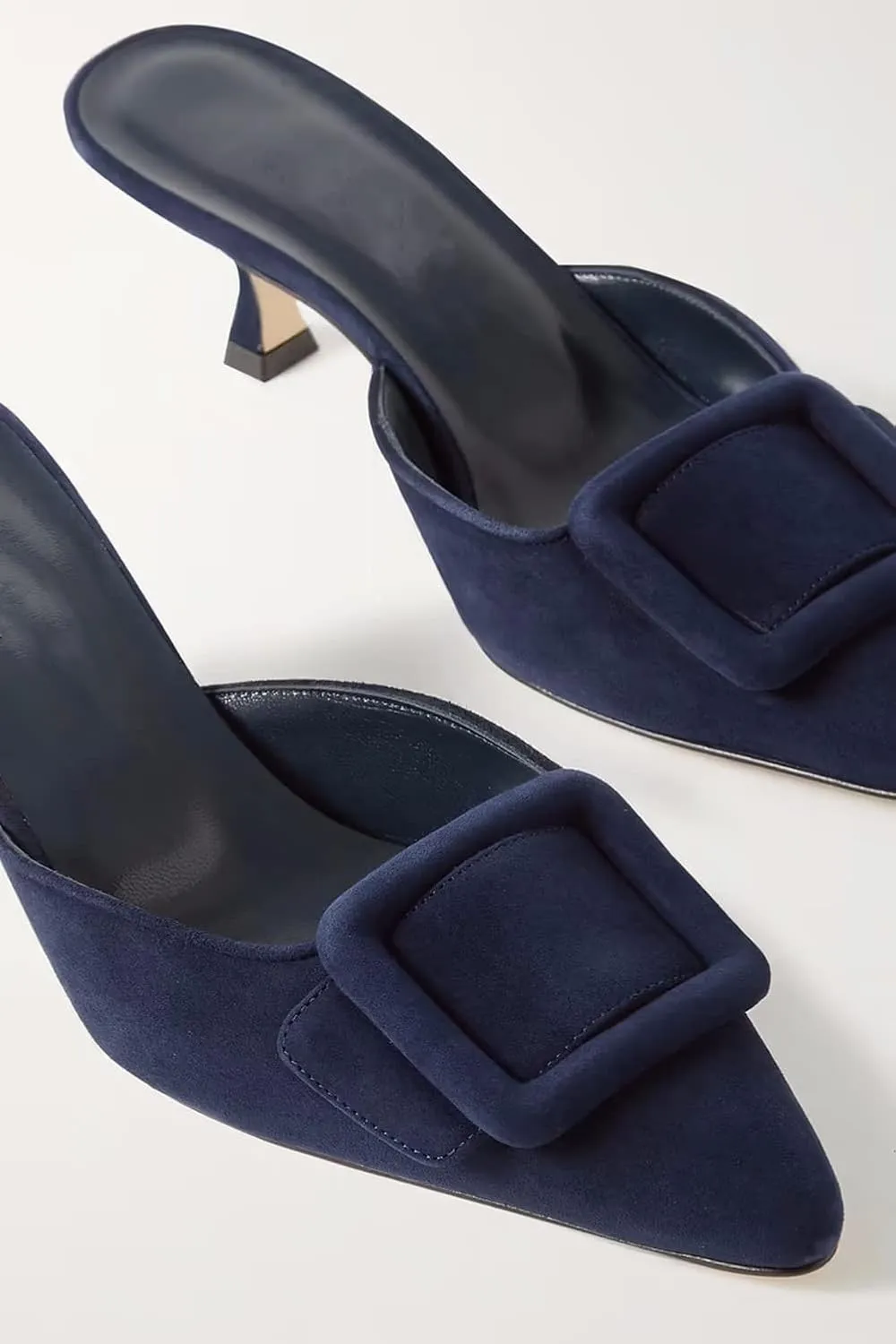 Divanne Heeled Mules for Women, Pointed Toe Slingback Pumps Buckle Kitten Heels Mules Slides Backless Dress Sandals