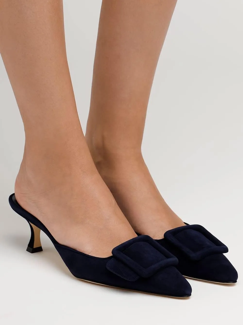 Divanne Heeled Mules for Women, Pointed Toe Slingback Pumps Buckle Kitten Heels Mules Slides Backless Dress Sandals