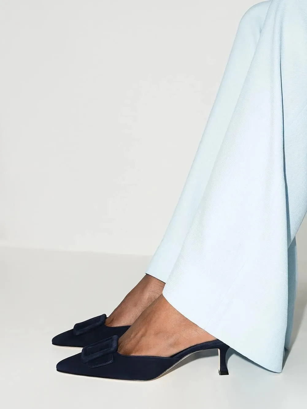 Divanne Heeled Mules for Women, Pointed Toe Slingback Pumps Buckle Kitten Heels Mules Slides Backless Dress Sandals