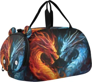 Dragon Youth Sports & Travel Duffle Bag with Shoe Compartment,Waterproof Gym Bag for Girls and Boys (Overnight Essentials Organizer)